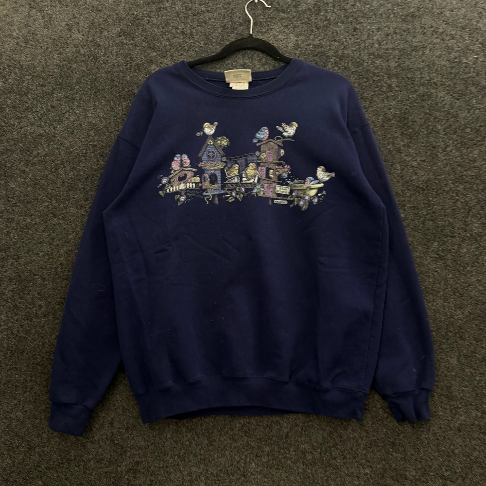 Vintage Northern Reflections Birdhouse Navy Blue Sweatshirt 90s Cottagecore XL